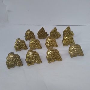 Napkin Rings Grapes Cluster Solid Brass  Holders Dinning Ware 12 Pc. Set 2"